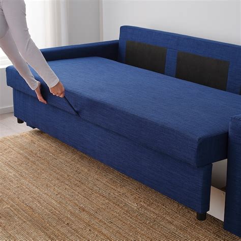 blue ikea sleeper sofa.